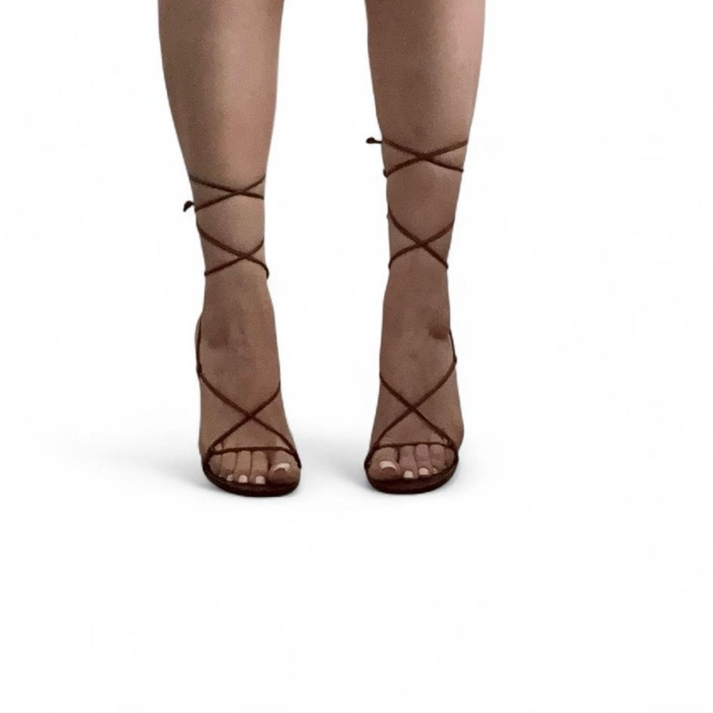 Gucci Burgundy Leather Lace-Up Stiletto Sandals - Picture 3 of 4